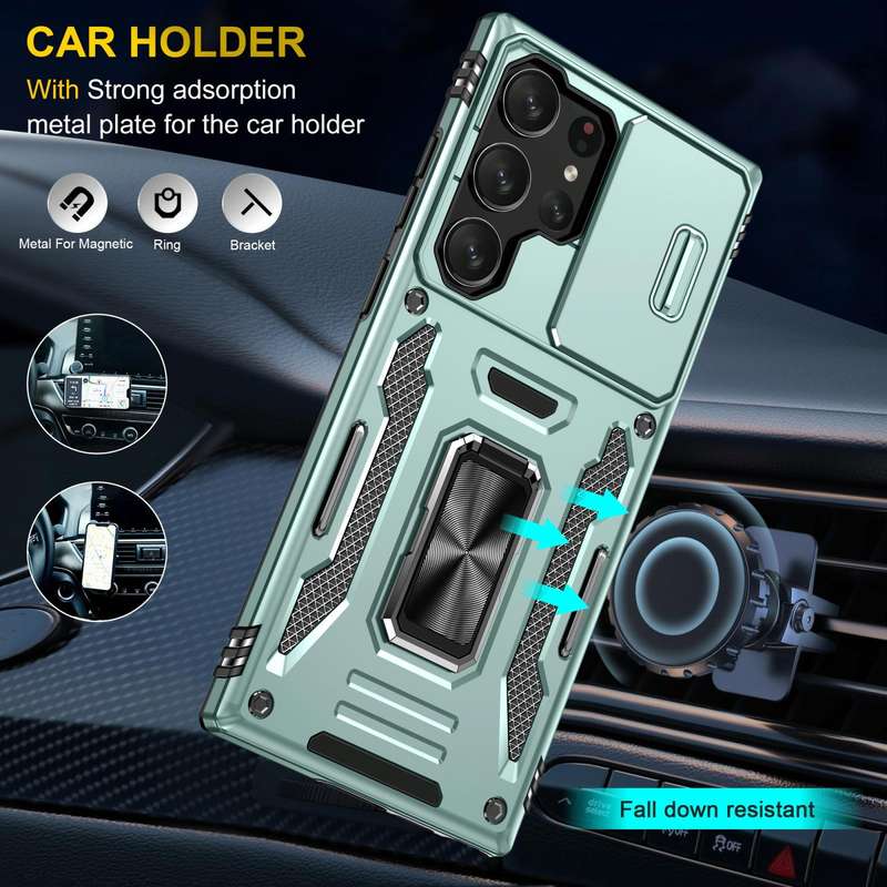 For Samsung Galaxy S24 Ultra 5G Armor PC + TPU Camera Shield Phone Case(Alpine Green)
