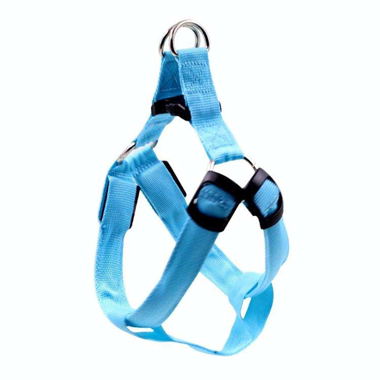 Double Sided LED Light Pet Harness Nylon Cat Dog Chest Strap Leash, Size:M(Blue)