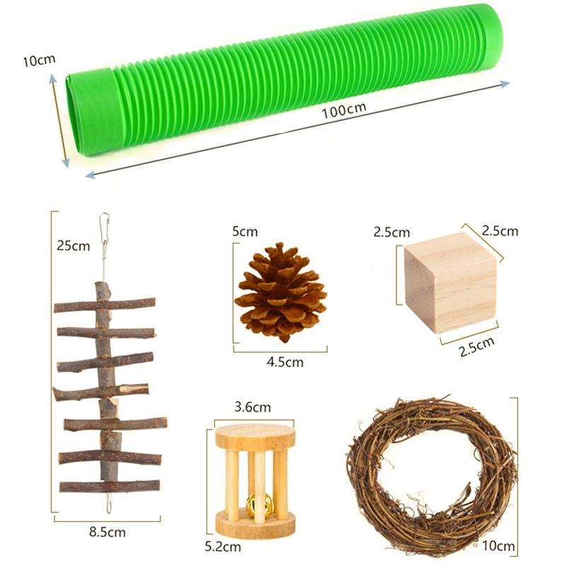 11 PCS / Set Hamster Toy Pet Rabbit Guinea Pig Parrot Play Grinding Wood Toys