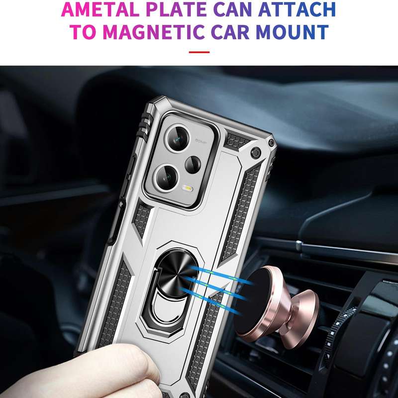 For Xiaomi Redmi Note 12 Pro+ Shockproof TPU + PC Phone Case with Holder(Silver)