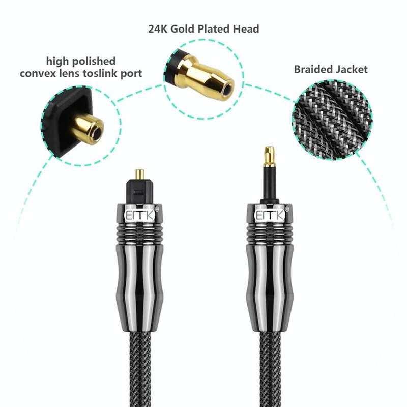 EMK OD6.0mm 3.5mm Digital Sound Toslink to Mini Toslink Digital Optical Audio Cable, Length:1m