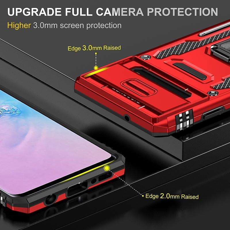 For Samsung Galaxy S10 Armor PC + TPU Camera Shield Phone Case(Red)