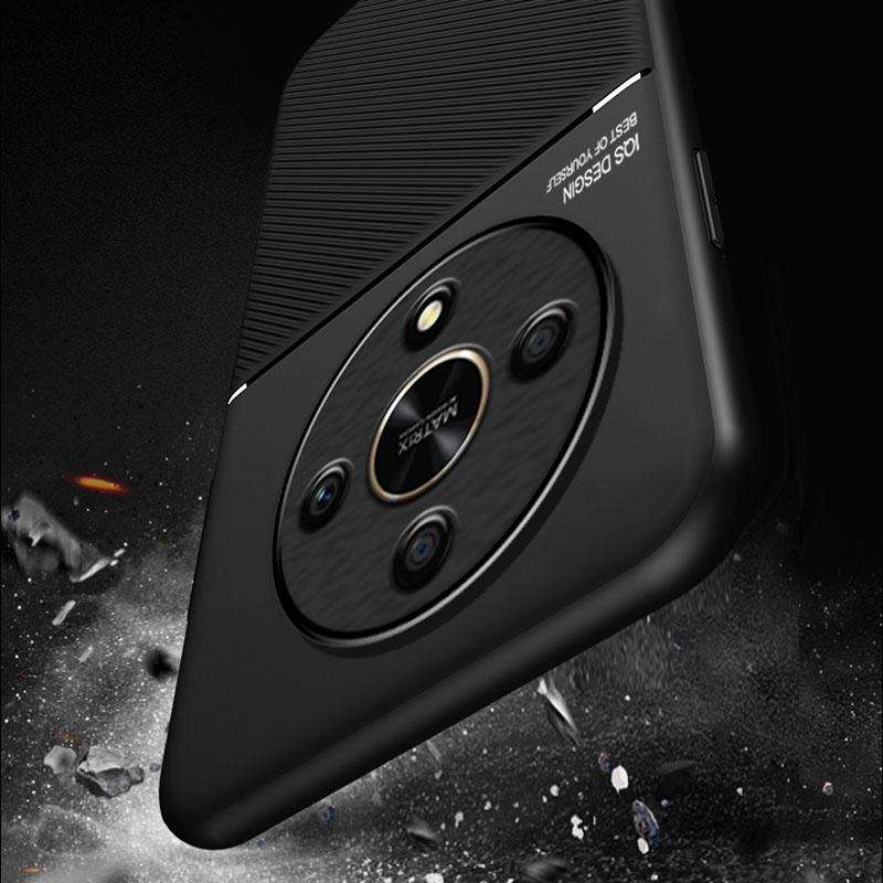 For Honor X9b Classic Tilt Strip Grain Magnetic Shockproof PC + TPU Phone Case(Blue)