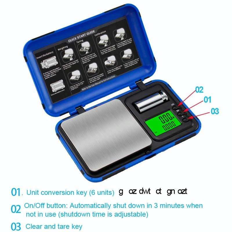 50g / 0.001g Two-color Portable Pocket Scale with Weight Baking