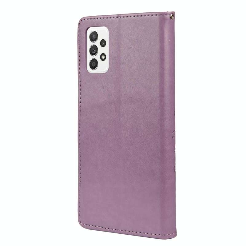 For Samsung Galaxy A23 5G Butterfly Flower Pattern Flip Leather Phone Case(Light Purple)