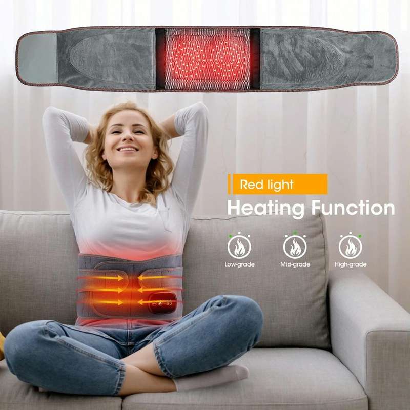 USB Charging Red Light Heating Massage Lumbar Belt Warming Waist Belt(Gray)