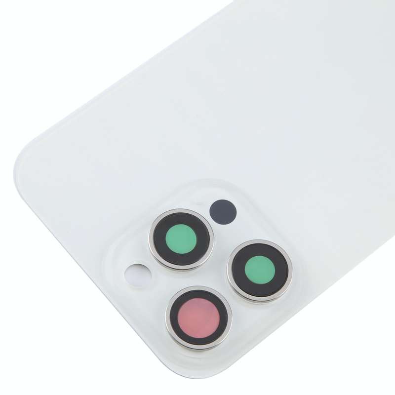 For iPhone 15 Pro Glass Battery Back Cover with Camera Lens Cover(White)
