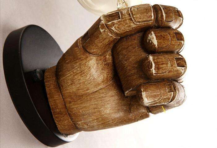 Creative Personality Fist Wall Lamp Bedroom Bedside Restaurant Cafe Resin Decorative Antique Lamp...