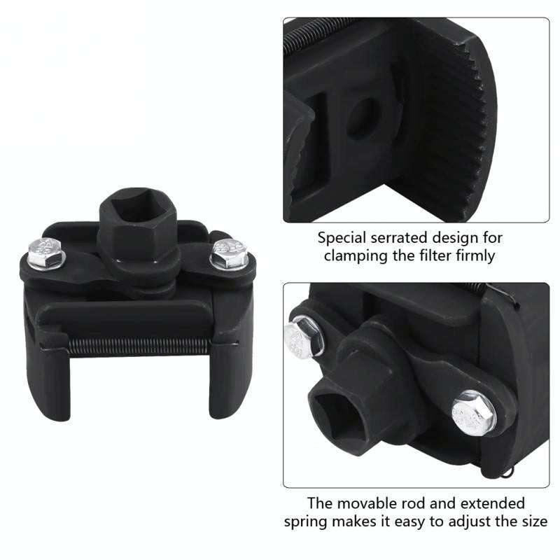 60mm-80mm Universal Cast Steel Adjustable 2 Jaw Oil Filter Wrench Fuel Remover Removal Tool Two-c...