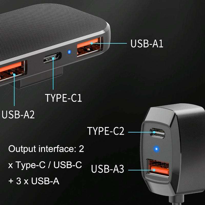 SC02 5 In 1 Mobile Phone Fast Recharge Car Charger