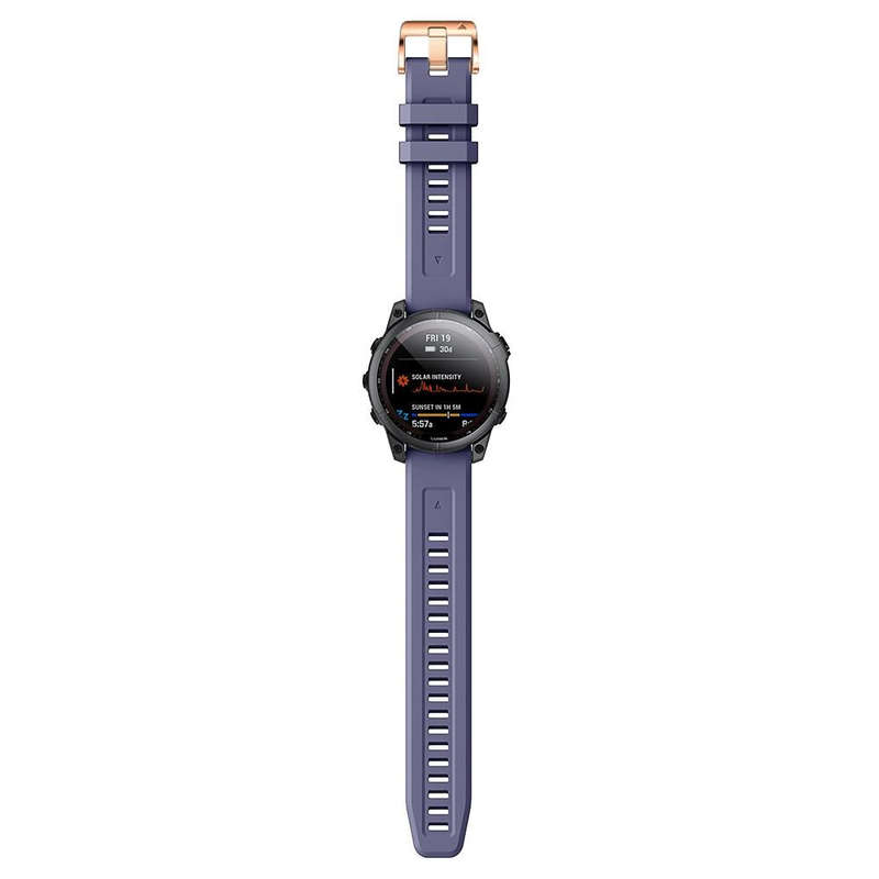 For Garmin Fenix 6S 20mm Rose Gold Buckle Silicone Watch Band(Dark blue)
