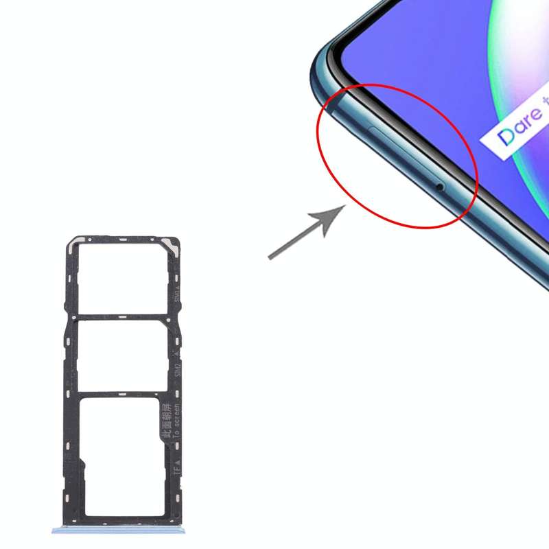 For OPPO Realme C12 RMX2189  SIM Card Tray + SIM Card Tray + Micro SD Card Tray (Blue)