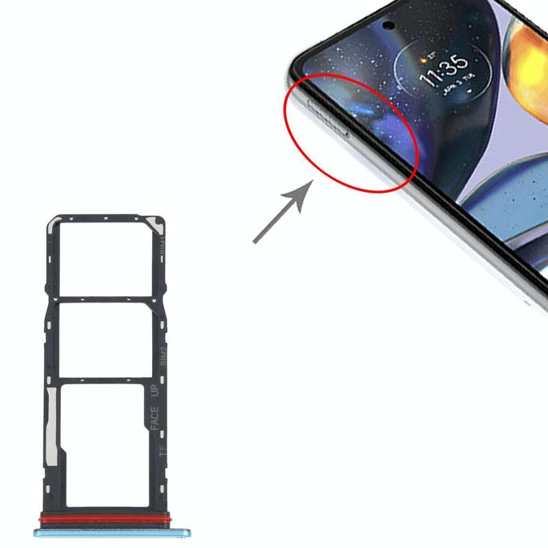 For Motorola Moto G22 SIM Card Tray + SIM Card Tray + Micro SD Card Tray (Blue)