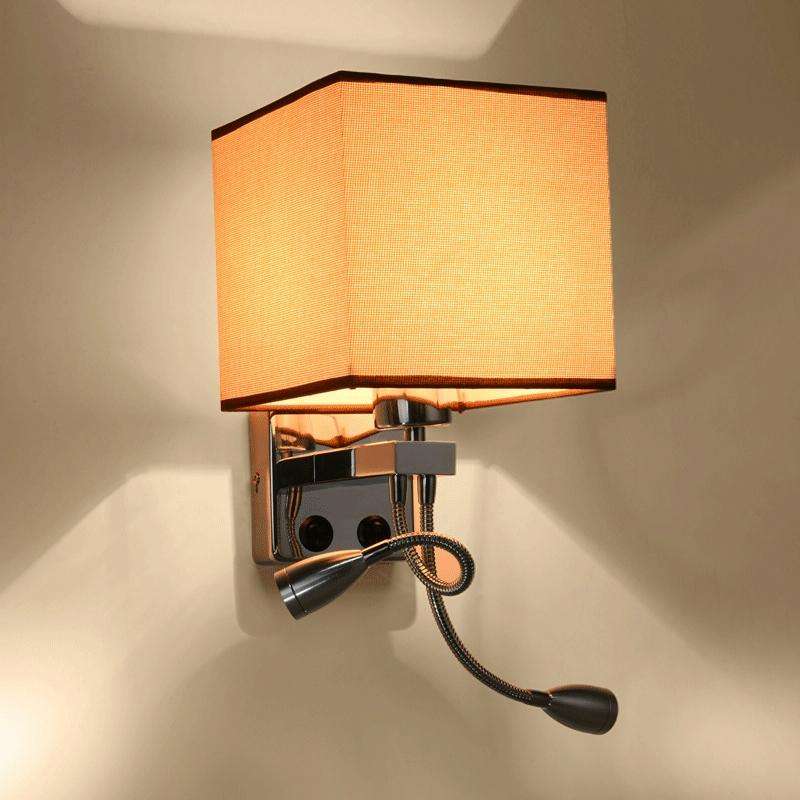 Creative Minimalist Living Room Bedroom Bedside Lamp Hotel Reading Lamp, Lampshade Color:Double T...