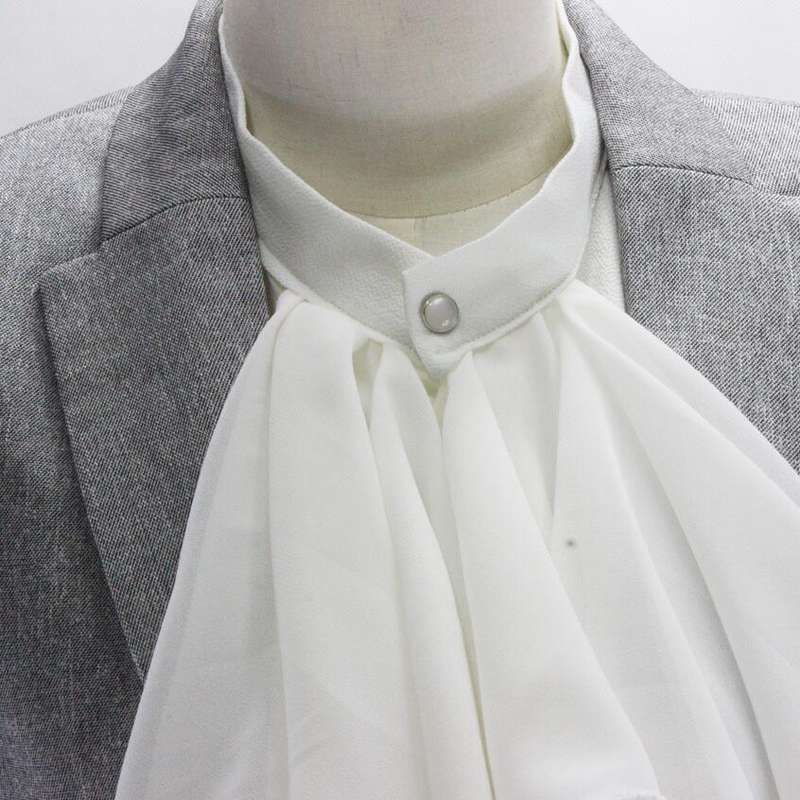 White Large Turban Vintage Court Style Chiffon Shirt Collar Professional Suit Decoration Fake Col...