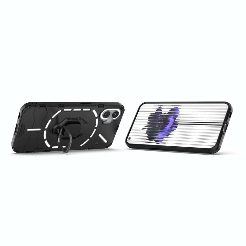 For Nothing Phone 1 PC + TPU Shockproof Protective Phone Case with Magnetic Ring Holder(Black)