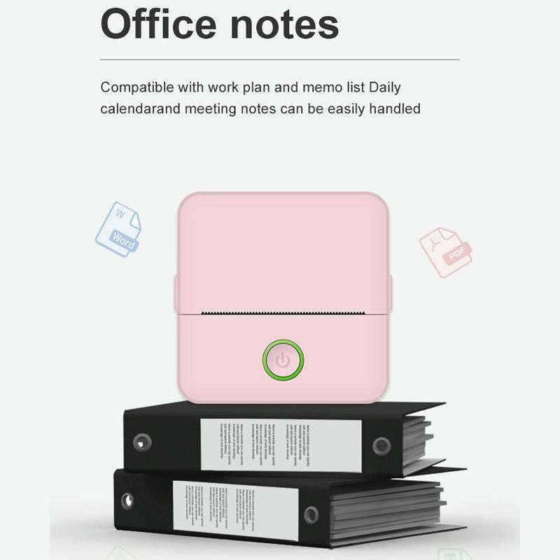 X6 200DPI Student Homework Printer Bluetooth Inkless Pocket Printer Pink 5 Printer Papers+5 Sicke...