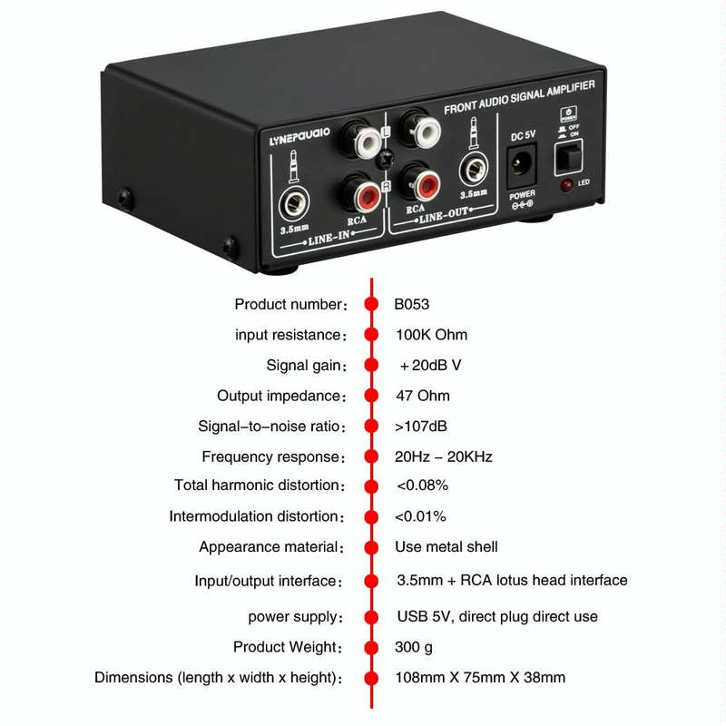 B053 Front Stereo Sound Amplifier Headphone Speaker Amplifier Booster with Volume Adjustment, 2-W...