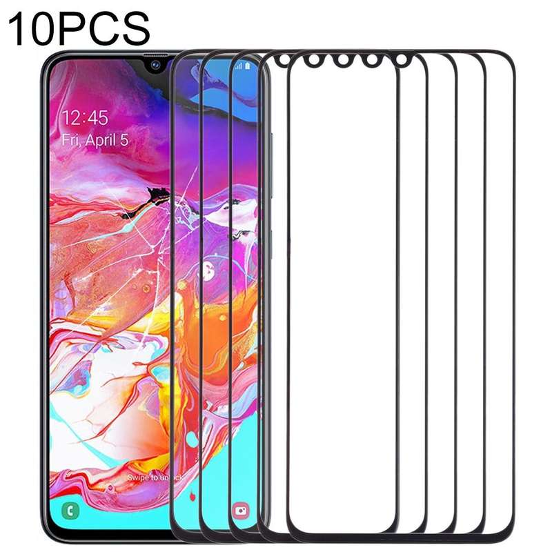 For Samsung Galaxy A70 10pcs Front Screen Outer Glass Lens (Black)