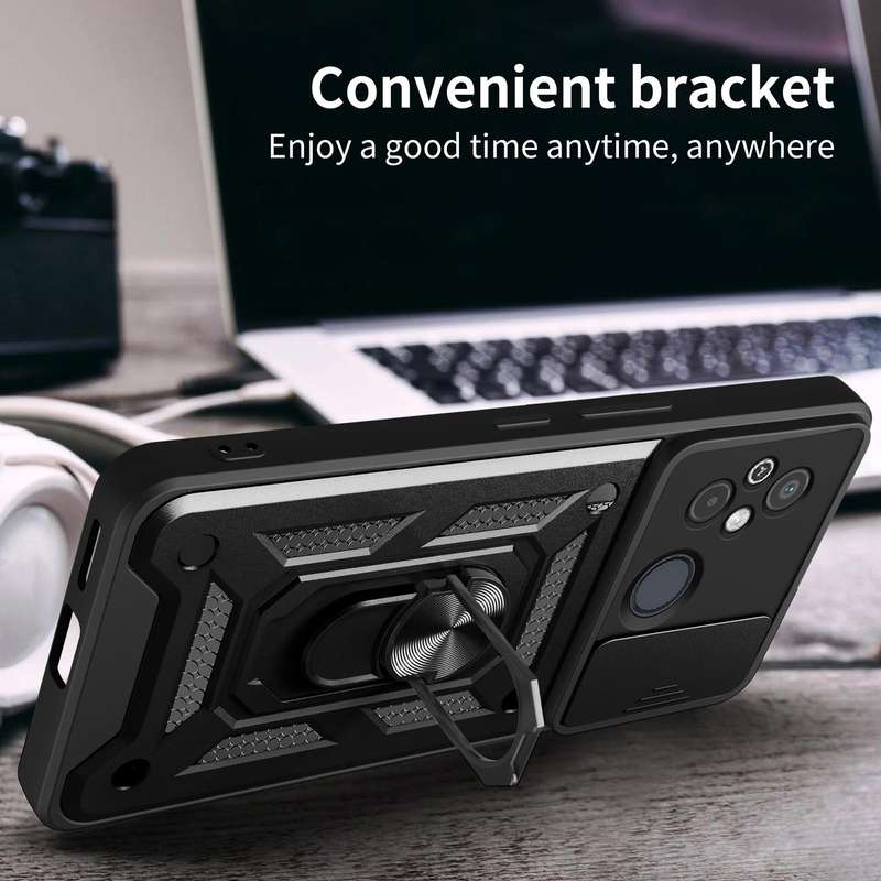 For Xiaomi Redmi 12 4G Sliding Camera Cover Design TPU Hybrid PC Phone Case(Silver)