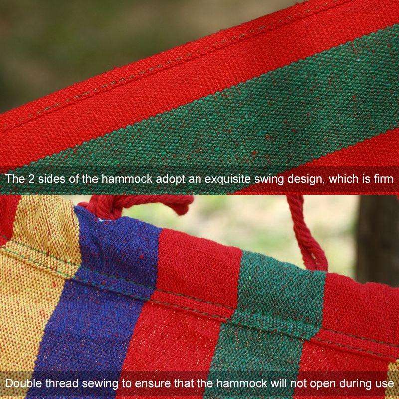 Outdoor Rollover-resistant Single Person Canvas Hammock Portable Beach Swing Bed with Wooden Stic...