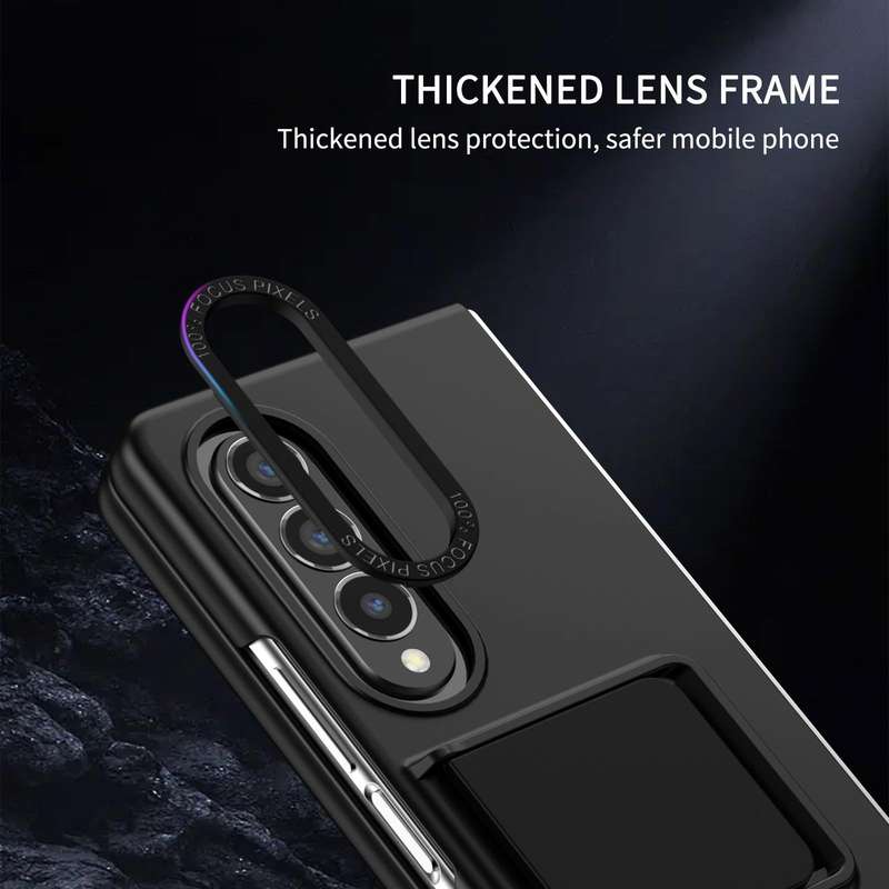 For Samsung Galaxy Z Fold3 5G Three-dimensional Folding Holder PC Phone Case(Black)