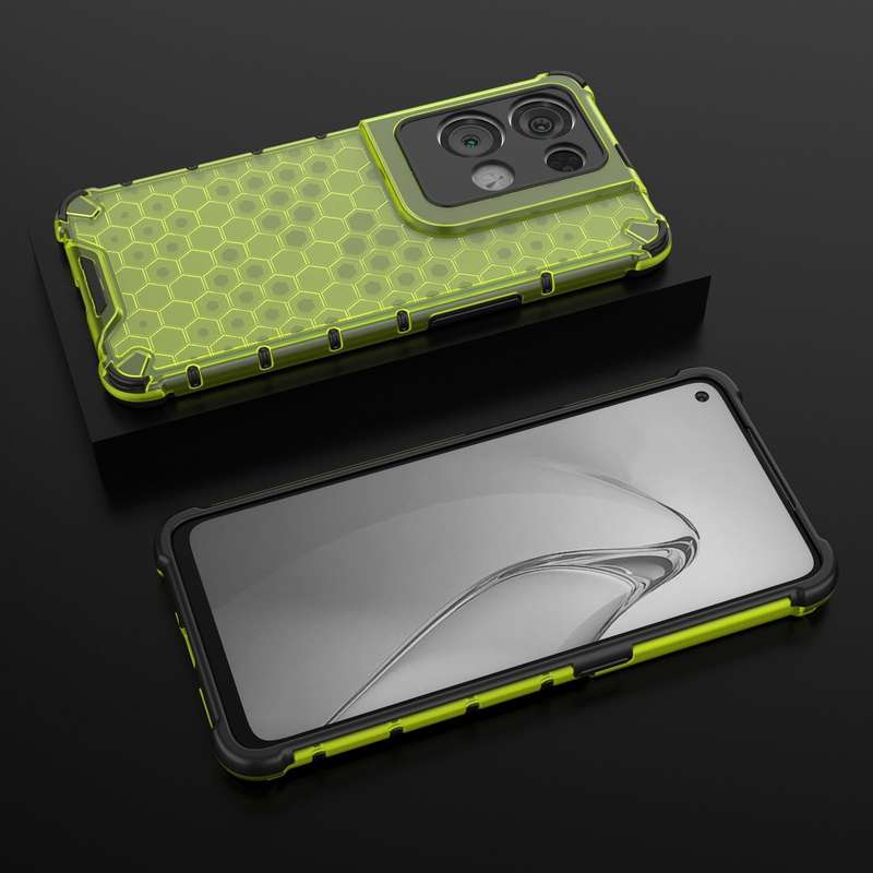 For OPPO Reno8 Pro+ Shockproof Honeycomb PC + TPU Phone Case(Green)