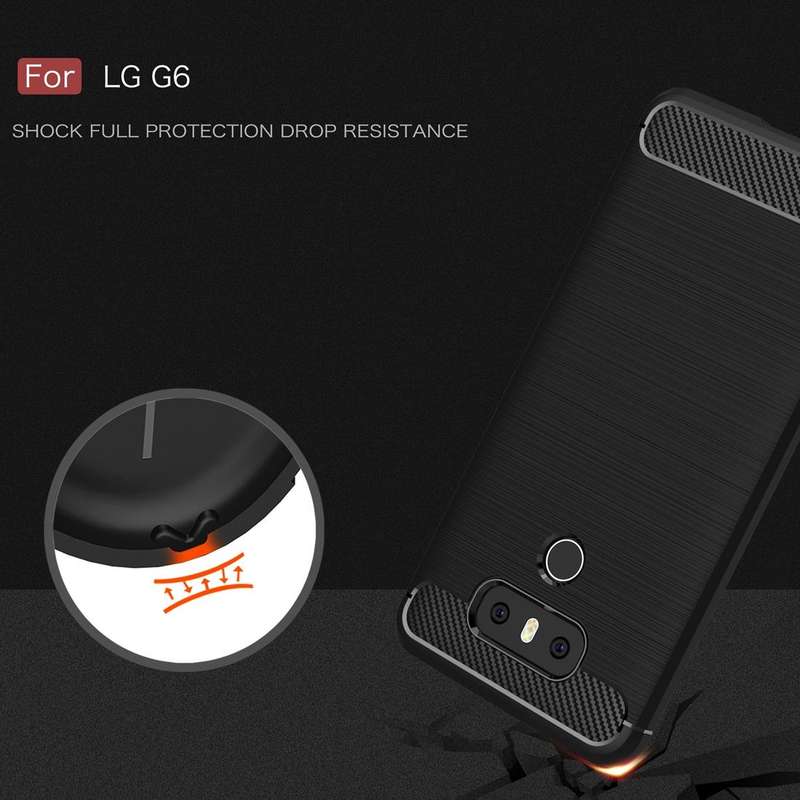 For LG G6 Brushed Carbon Fiber Texture Shockproof TPU Protective Cover Case (Blue)