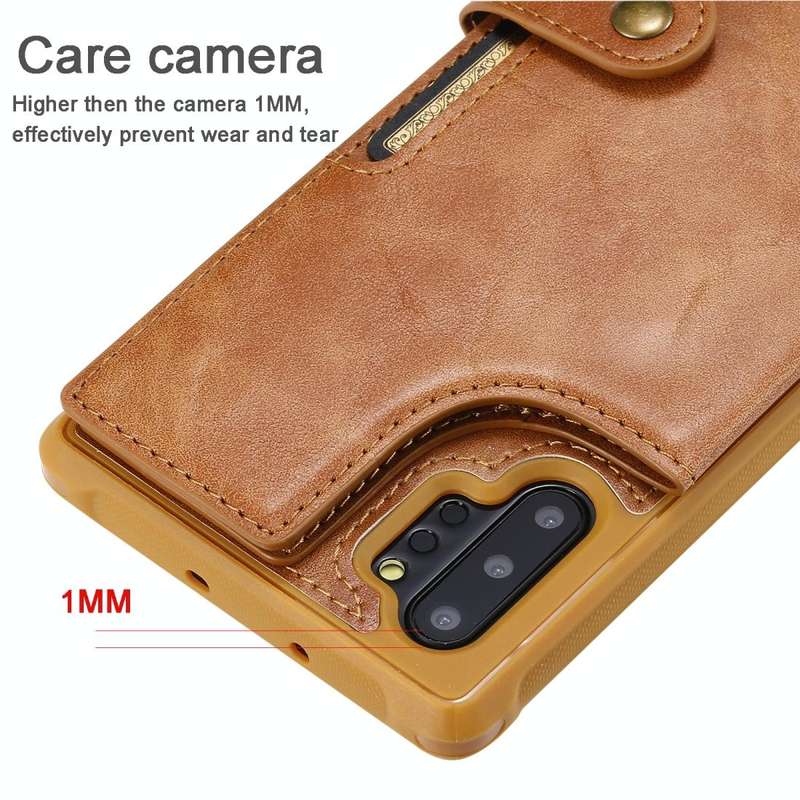 For Galaxy Note 10 Plus Buckle Zipper Shockproof Protective Case with Holder & Card Slots & Walle...