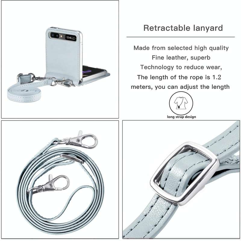 For Samsung Galaxy Z Flip 5G Diagonal Lanyard Embossed Card Phone Case(Silver)