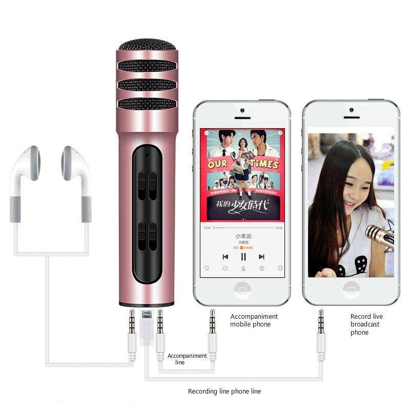BGN-C7 Condenser Microphone Dual Mobile Phone Karaoke Live Singing Microphone Built-in Sound Card...