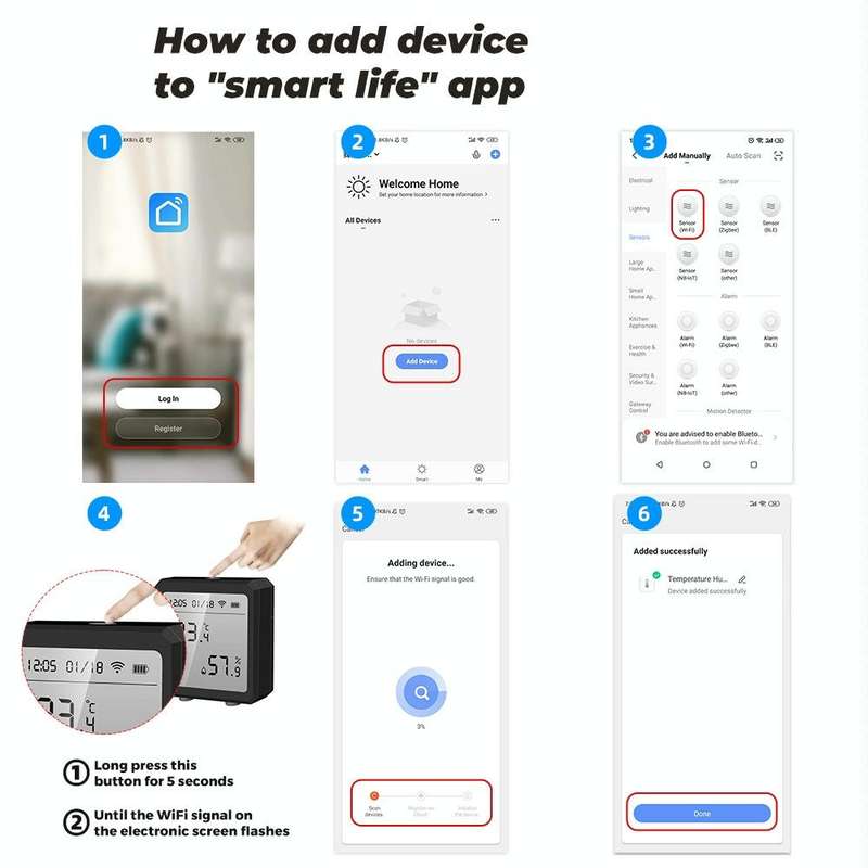 Wifi Temperature And Humidity Meter Sensor Equipment Smart Home Graffiti APP Temperature And Humi...