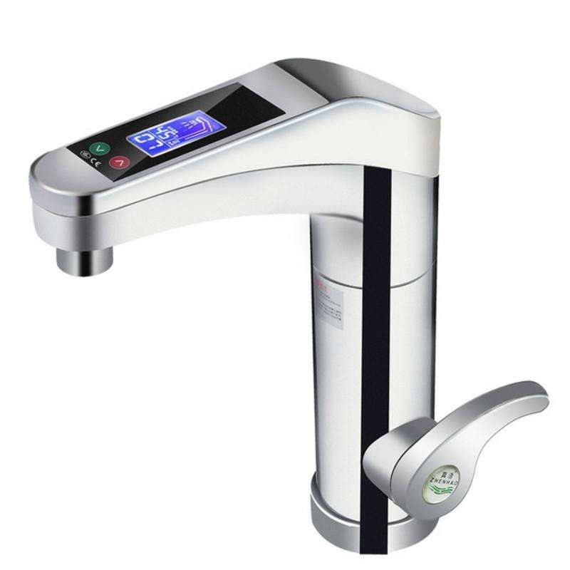 Intelligent Instant Digital Hot Water Faucet Hot and Cold Water Heater, EU Plug(Silver Grey)
