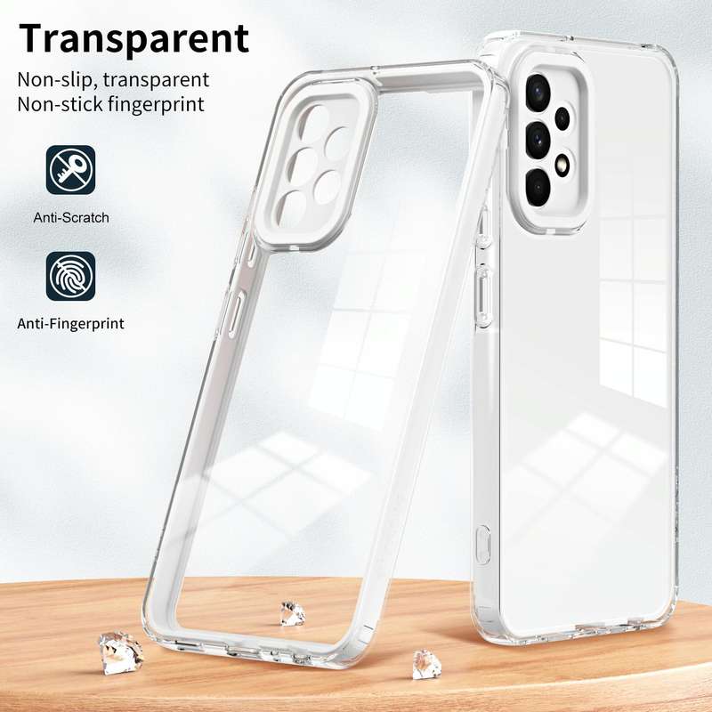 For Samsung Galaxy A23 4G 3 in 1 Clear TPU Color PC Frame Phone Case(White)