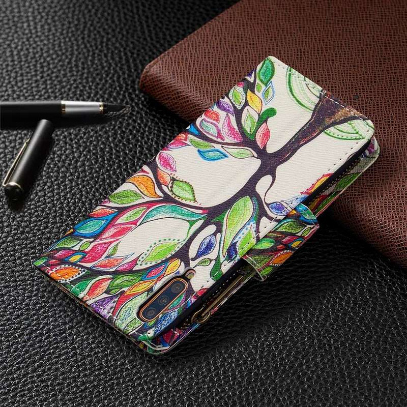 For Samsung Galaxy A70 Colored Drawing Pattern Zipper Horizontal Flip Leather Case with Holder & ...