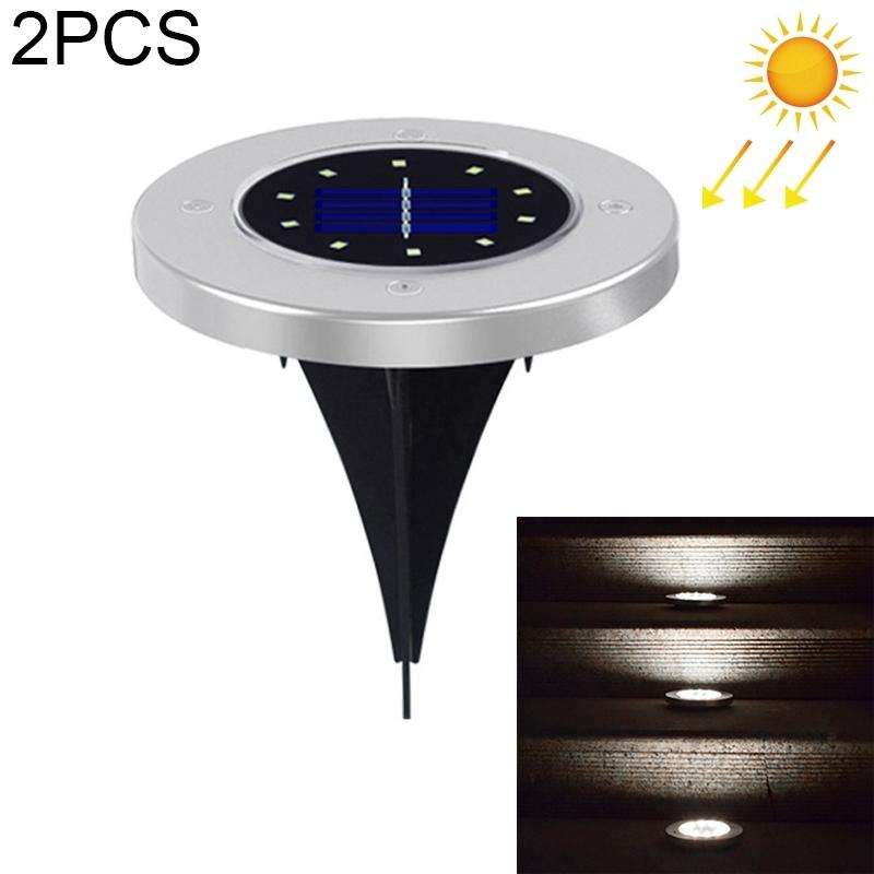 2 PCS 10 LEDs Solar Powered Buried Light Under Ground Lamp IP65 Waterproof Outdoor Garden Street ...