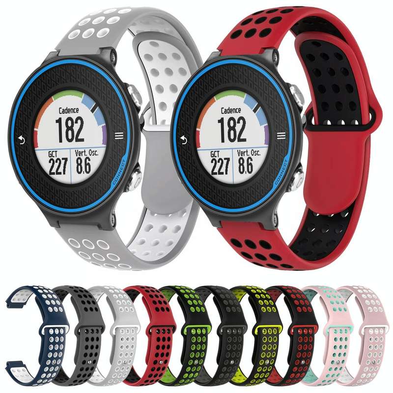 For Garmin Forerunner 620 Two-Color Punched Breathable Silicone Watch Band(Black+Grey)