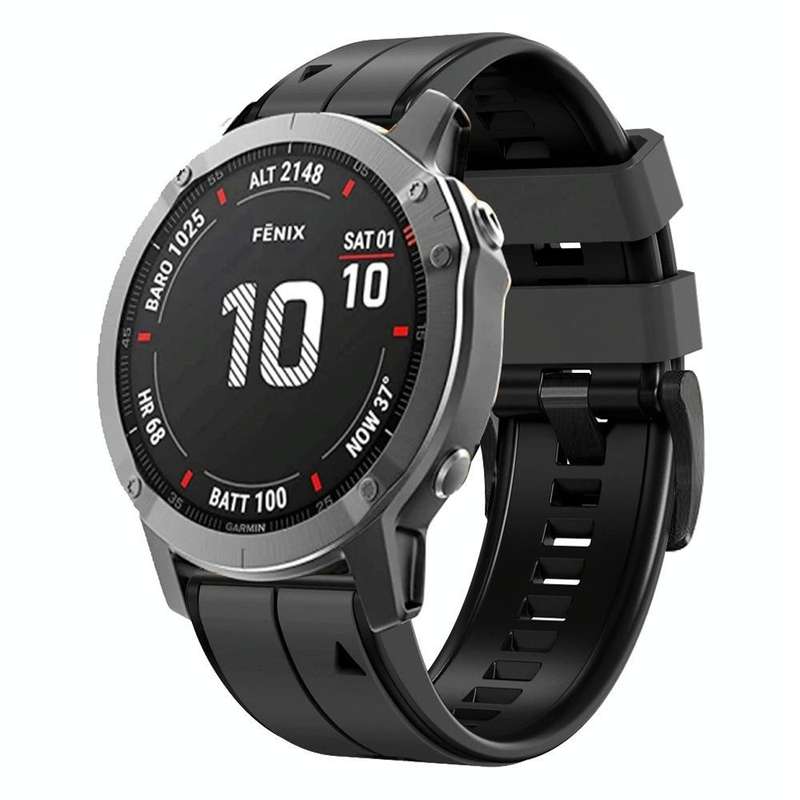 For Garmin Fenix 6 Pro 22mm Silicone Sports Two-Color Watch Band(Carbon Ash + Black)