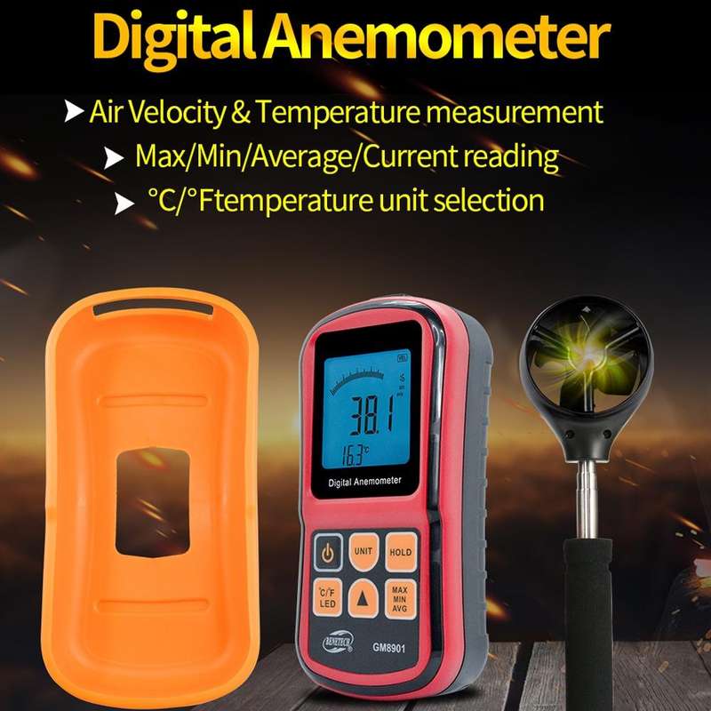 BENETECH GM8901+ High Accuracy Anemometer Wind Speed Gauge Temperature Measure Digital LCD Displa...