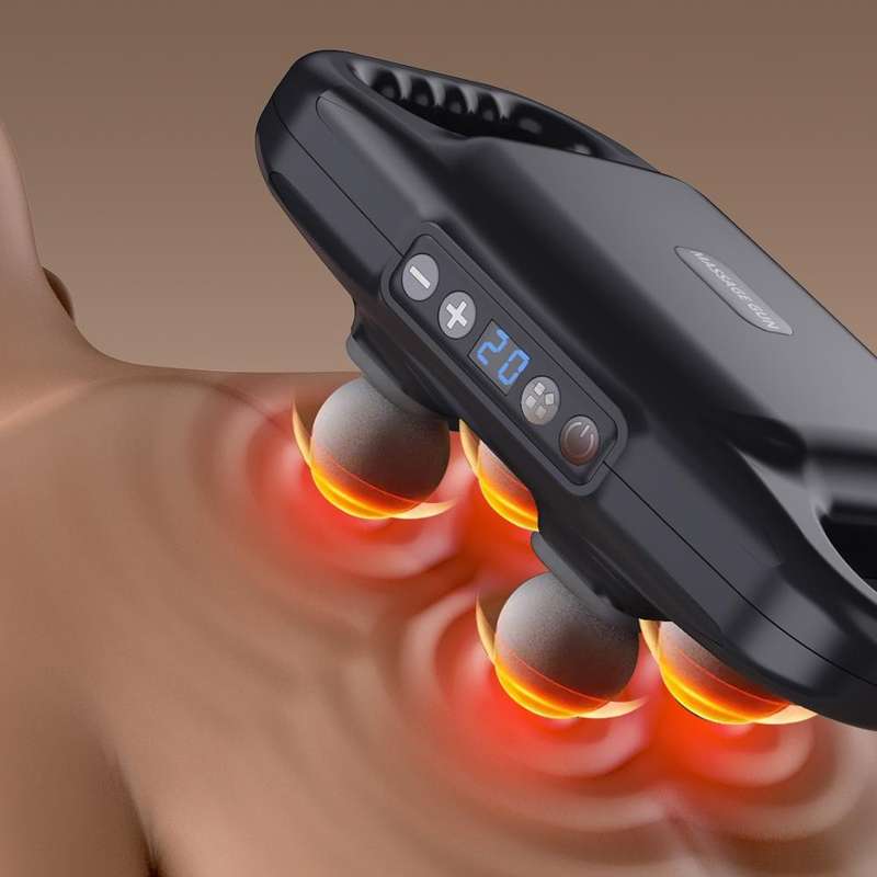 4-Head Waist Back Massager Handheld Deep Tissue(White)