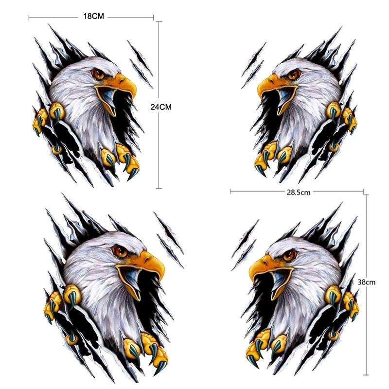 5PCS Tear Eagle 3D Car Sticker Scratch Covering Body Pull Flower Sticker, Style: Right (18x 24cm)