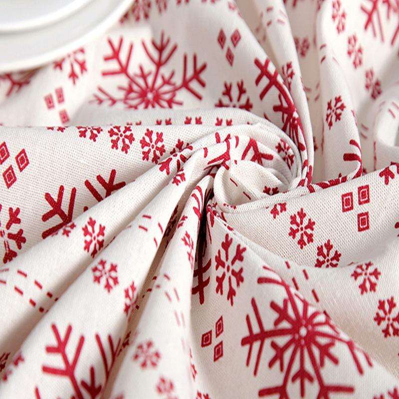 Linen Cotton Tablecloth Red Snowflakes Pattern Table Cloth Wedding Banquet Washable Table Cover T...
