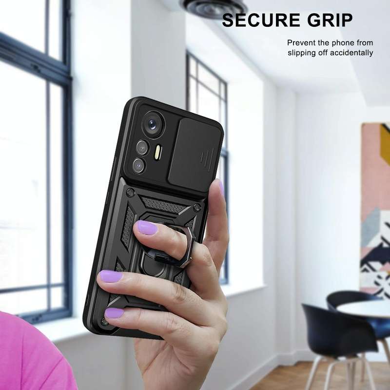 For Xiaomi 12 Lite Sliding Camera Design TPU + PC Phone Case(Black)
