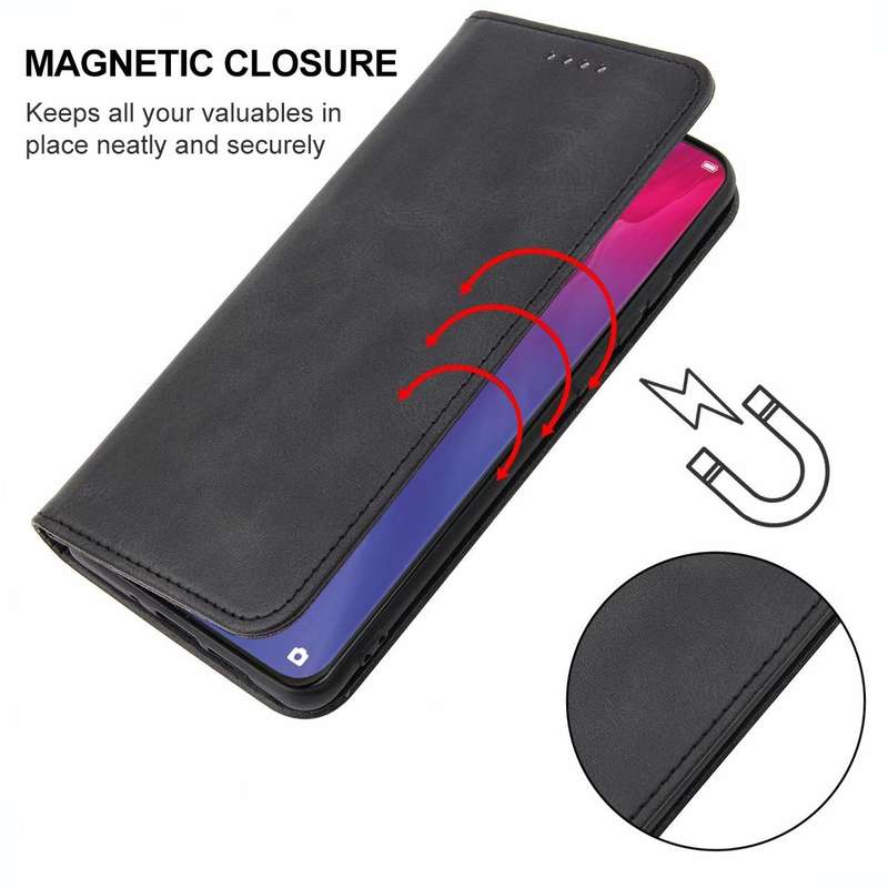 For OPPO Reno Z Magnetic Closure Leather Phone Case(Black)