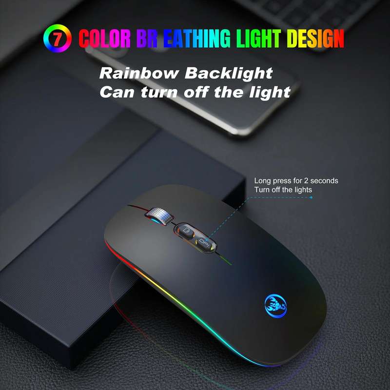 HXSJ M103FG 1600dpi Adjustable 2.4G + Bluetooth RGB Light Wireless Mouse(Black)