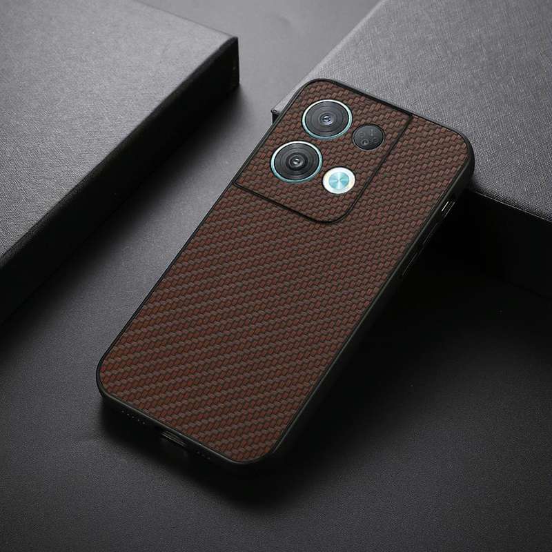 For OPPO Reno8 Carbon Fiber Texture Shockproof Protective Phone Case(Brown)