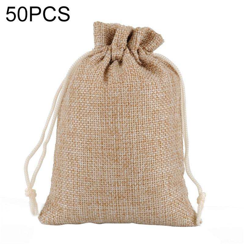 50 PCS Multi size Linen Jute Drawstring Gift Bags Sacks Wedding Birthday Party Favors Drawstring ...