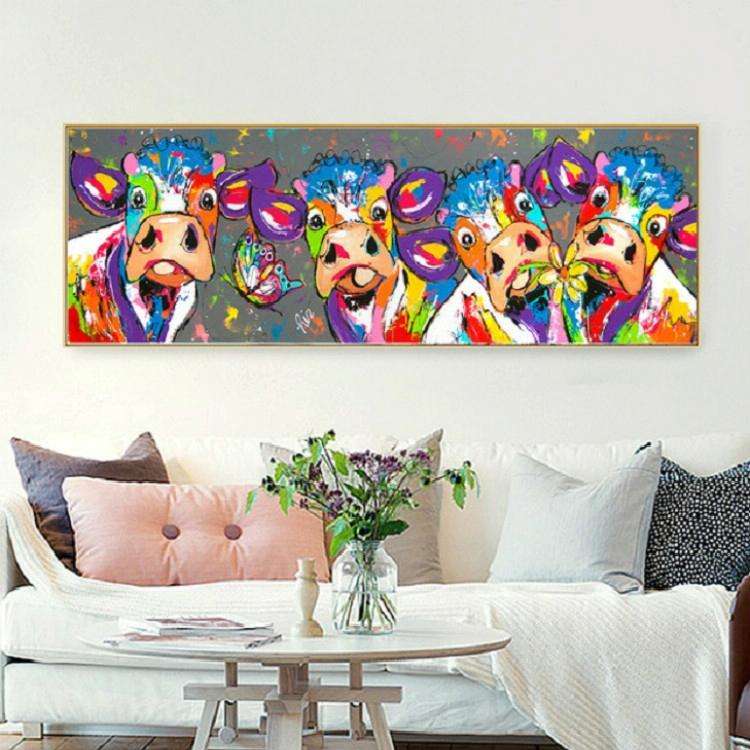 Colorful Cows Home Decoration Canvas Painting HD Inkjet Frameless Painting Core, Size:3090cm