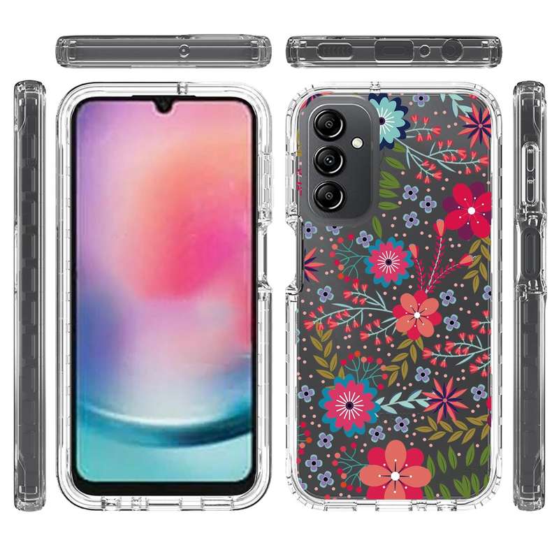 For Samsung Galaxy A24 5G / 4G Transparent Painted Phone Case(Small Floral)