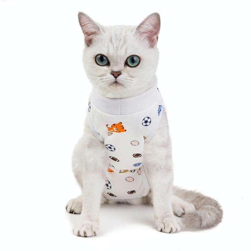 Female Cat Breathable And Anti-Licking Sterilization Clothing, Size: M(Football)